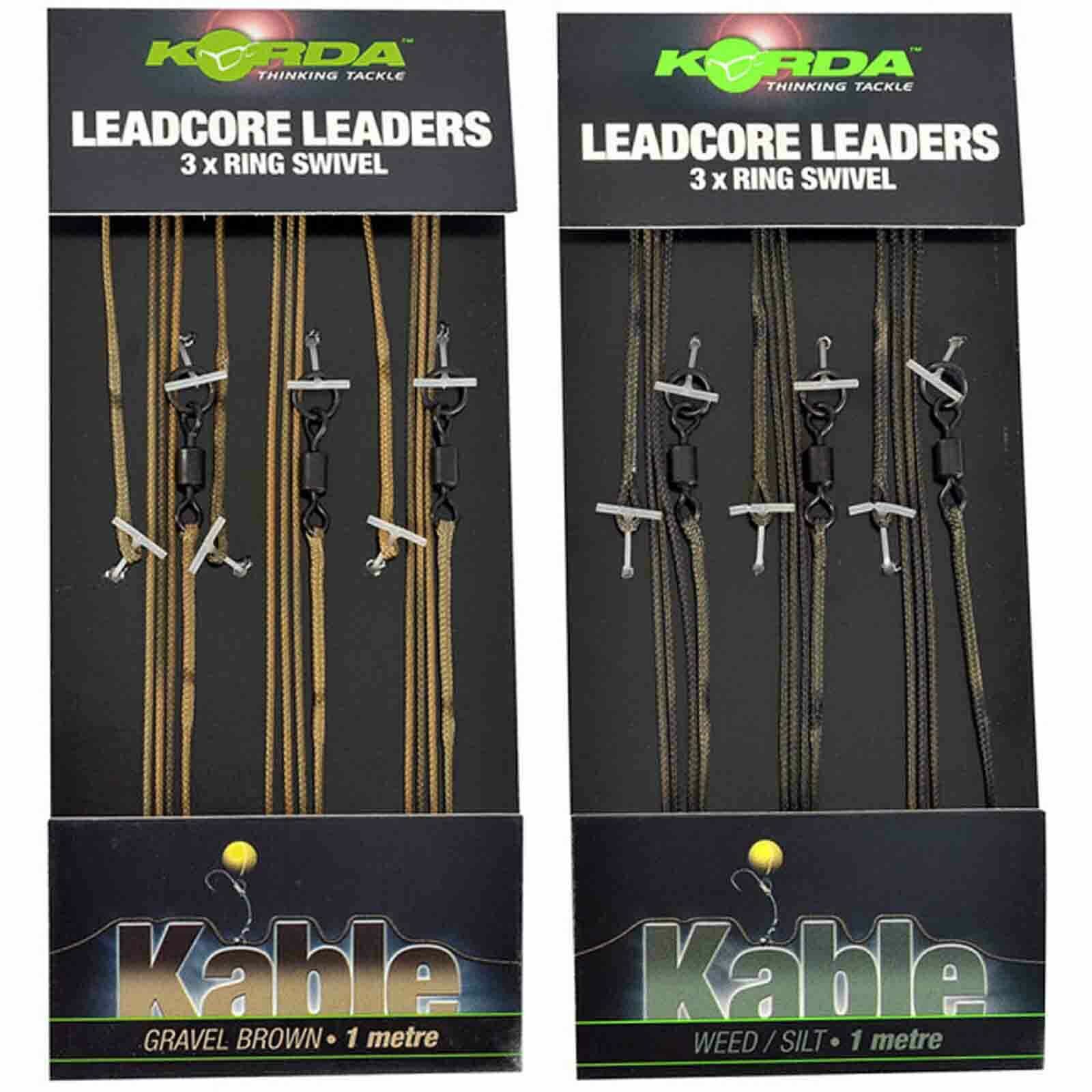 Korda Kable Ring Swivel Rig Leadcore Leaders 1m BROWN
